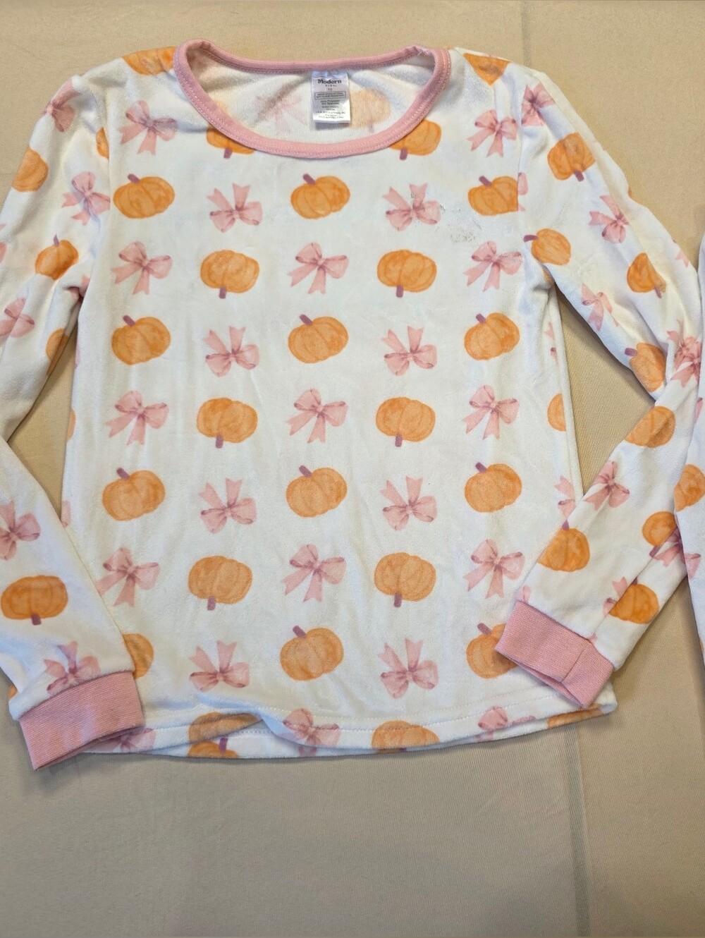 Modern Kids Pumpkin Bow Pajama Set Size 10 Fall Pink Girls